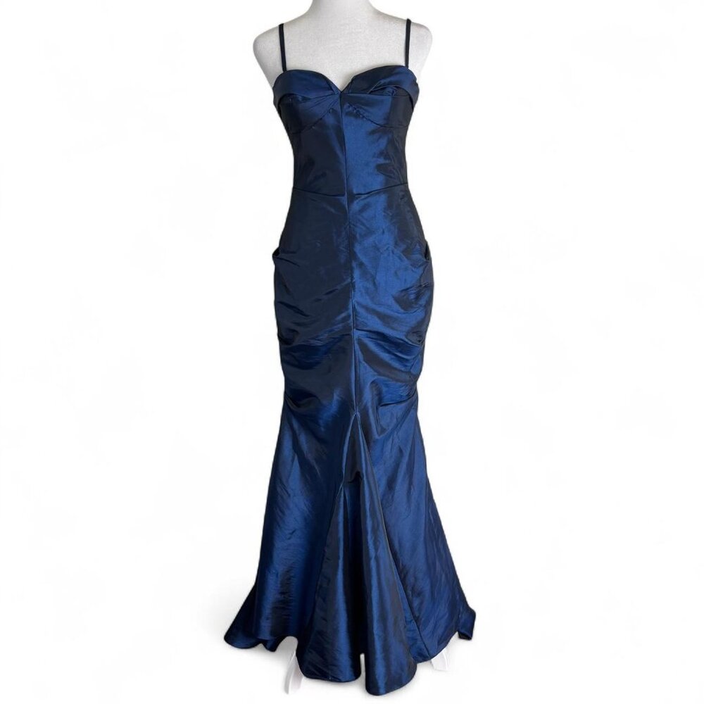 Jovani New York Navy Blue Ruched Mermaid Gown | Size 0